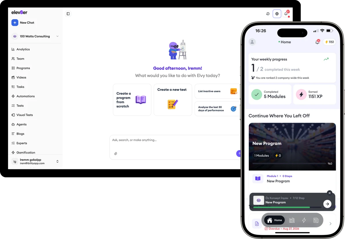 elev8er web and mobile app screens